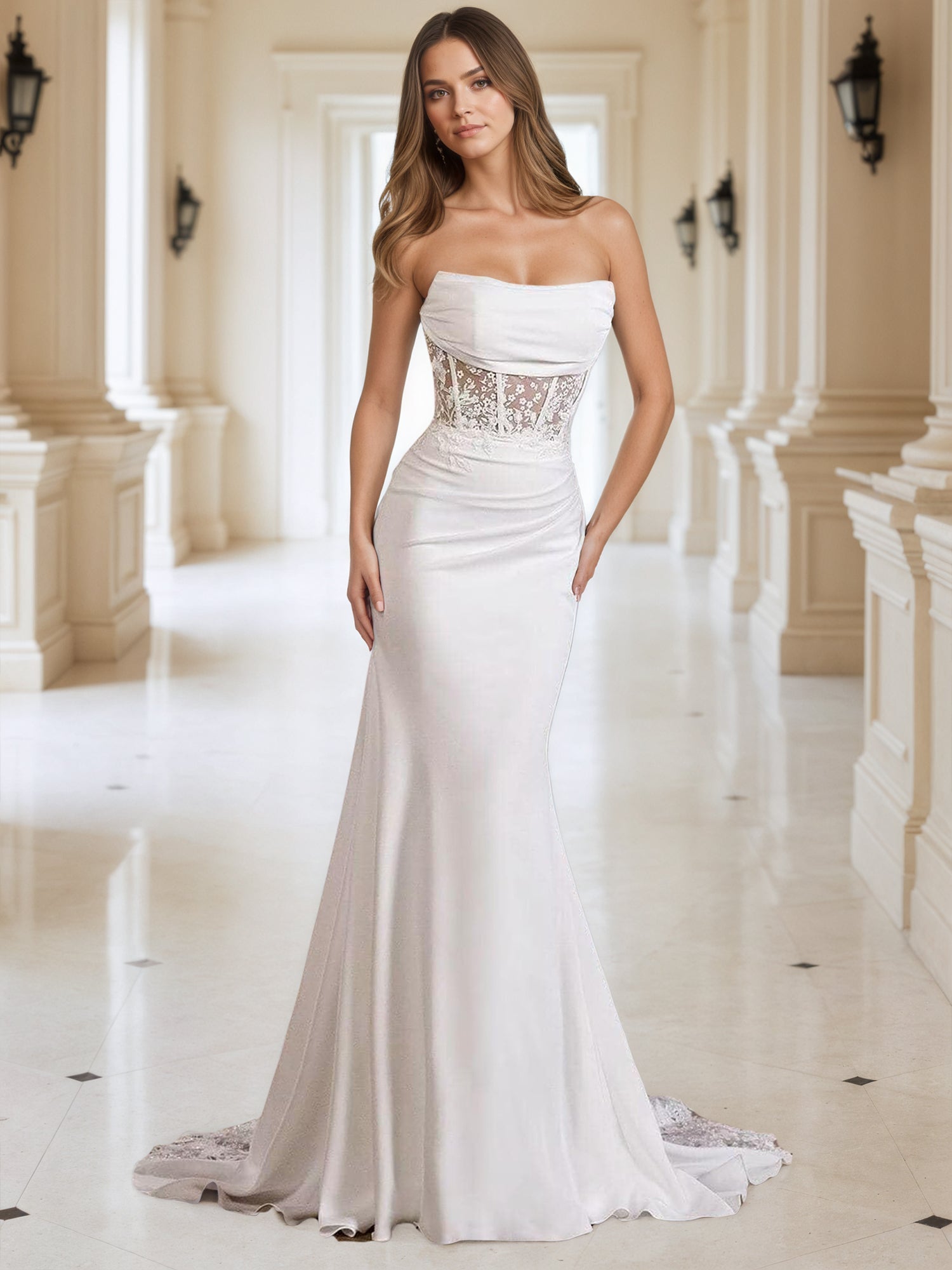 strapless chiffon beach wedding dress Applique Dresses for Women Mermaid Bri beach chiffon wedding dress