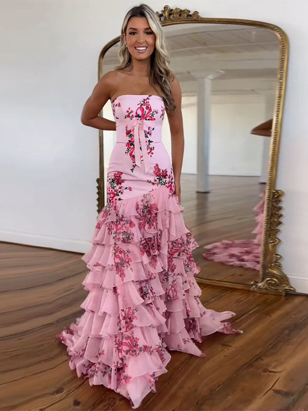 corset tiered prom dress Sparkly Tiered Lace Long Corset Prom Dress with Slit Champagne / XLarge
