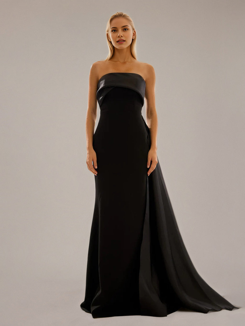 Black Sheath/Column Stretch Crepe Off The Shoulder Sleeveless Floor Length Dresses