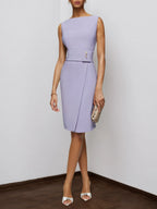 Lavender Purple Sleeveless Rheinstone Sheath Midi Dress