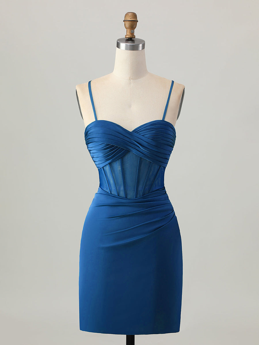 Robe courte de bal corset satin ajustée