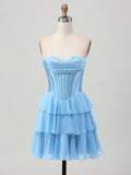Robe courte bustier corset à volants en forme de cœur pour bal de promo