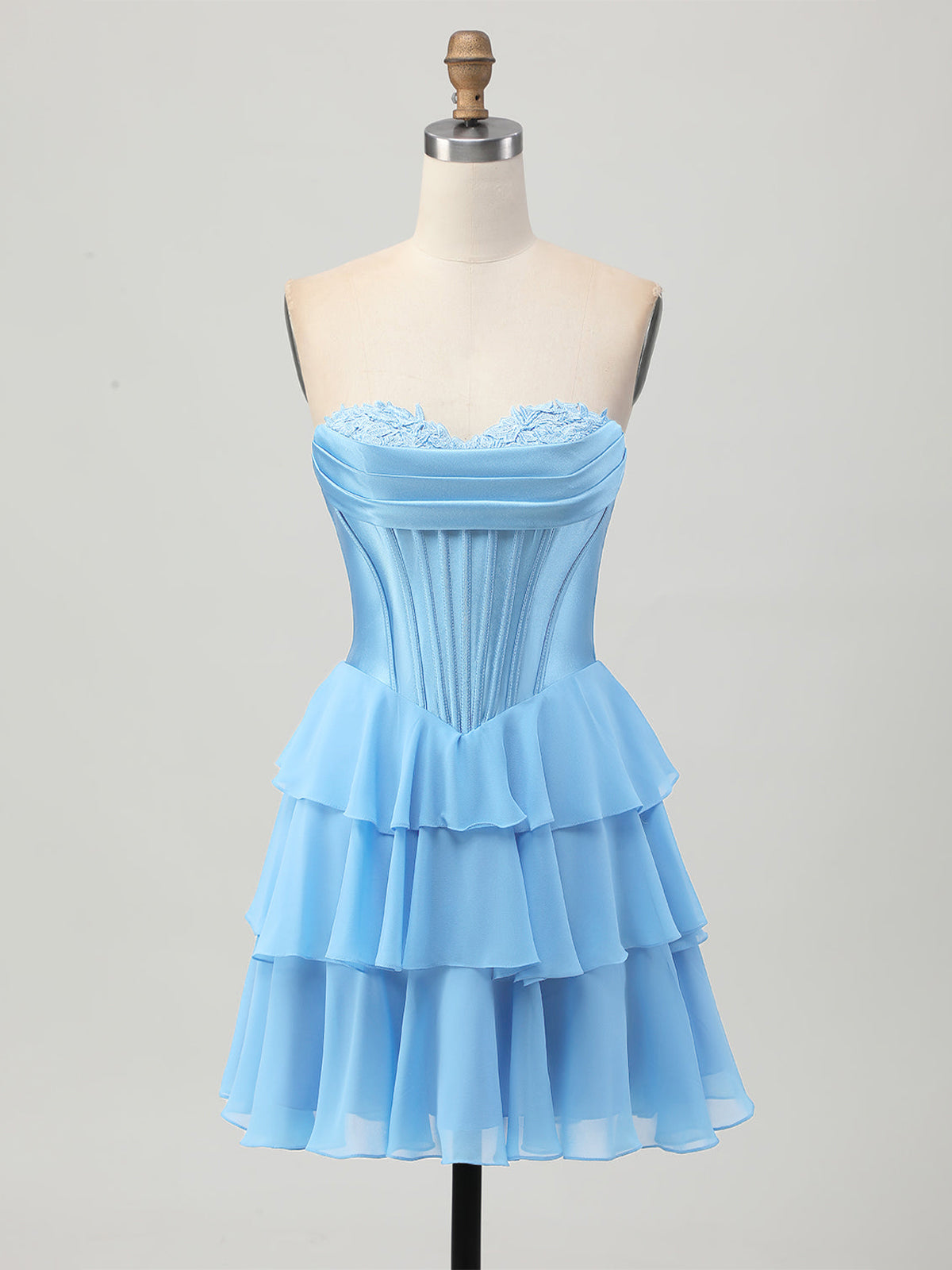 Robe courte bustier corset à volants en forme de cœur pour bal de promo