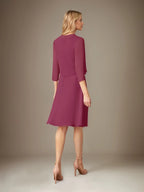 A Line Chiffon Scoop Neck 3/4 Sleeves Knee Length Dress