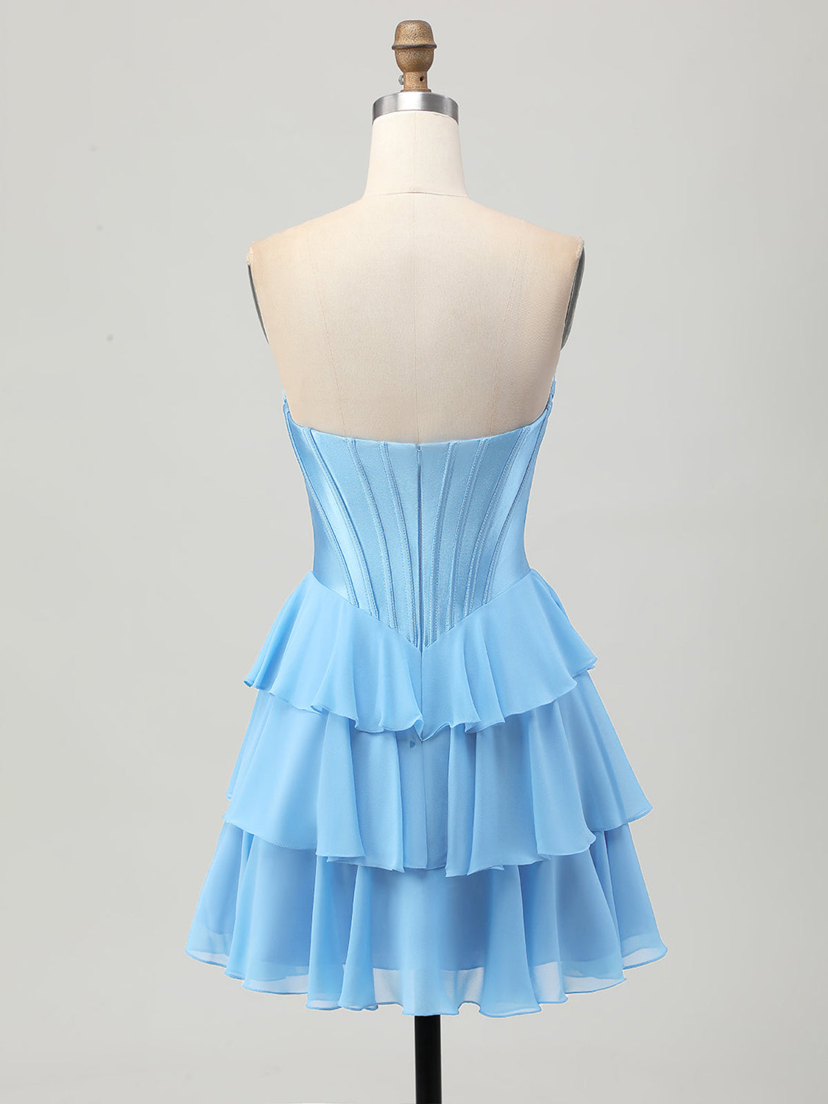 Robe courte bustier corset à volants en forme de cœur pour bal de promo