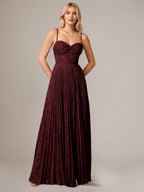 Wine Red A-Line Spaghetti Straps Sleeveless Floor-Length Bridesmaid Dress