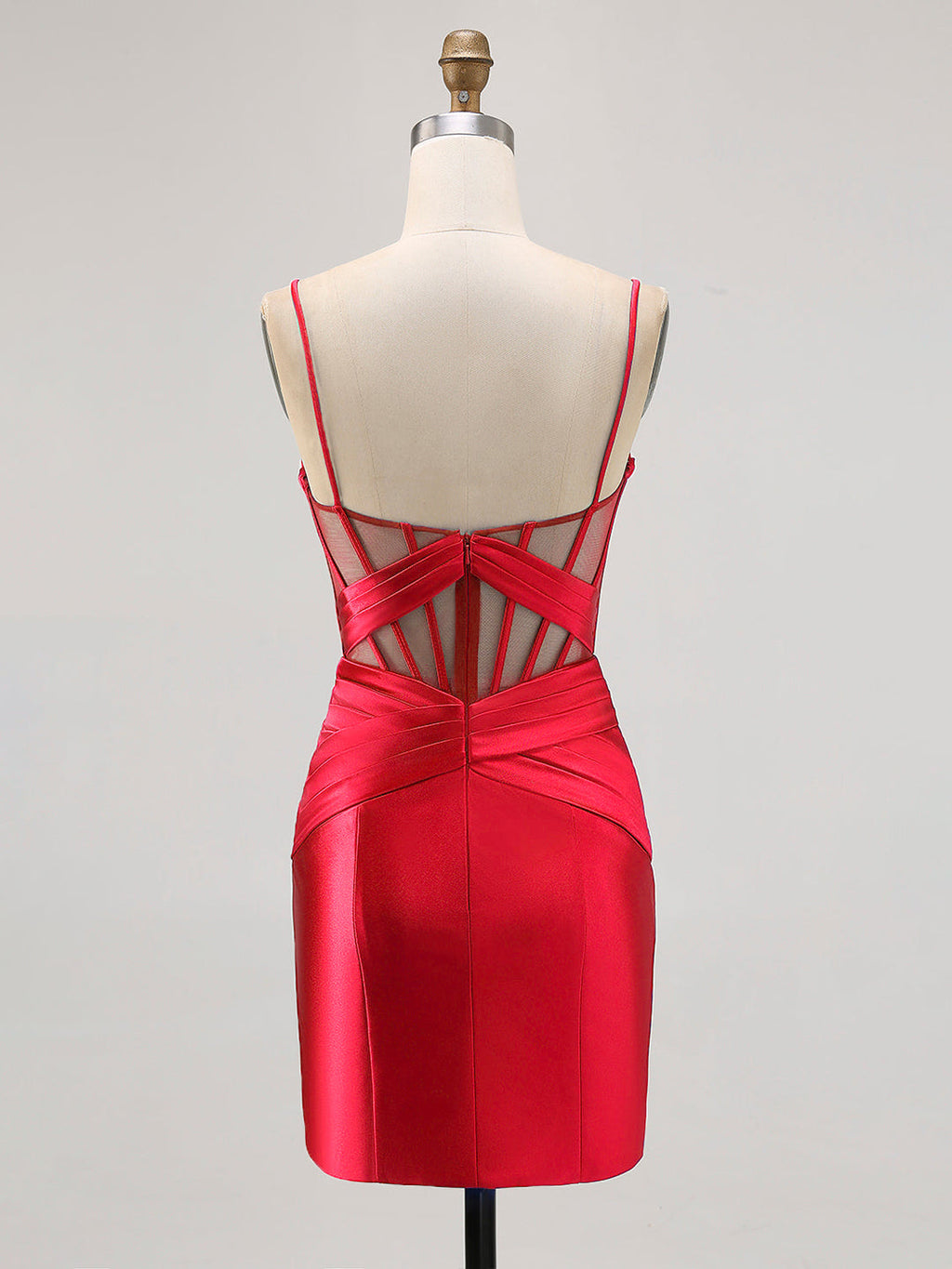 Robe mini plissée moulante avec corset transparent et fente