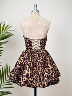 Leopard Print A-Line Sweetheart Corset Short Homecoming Dress