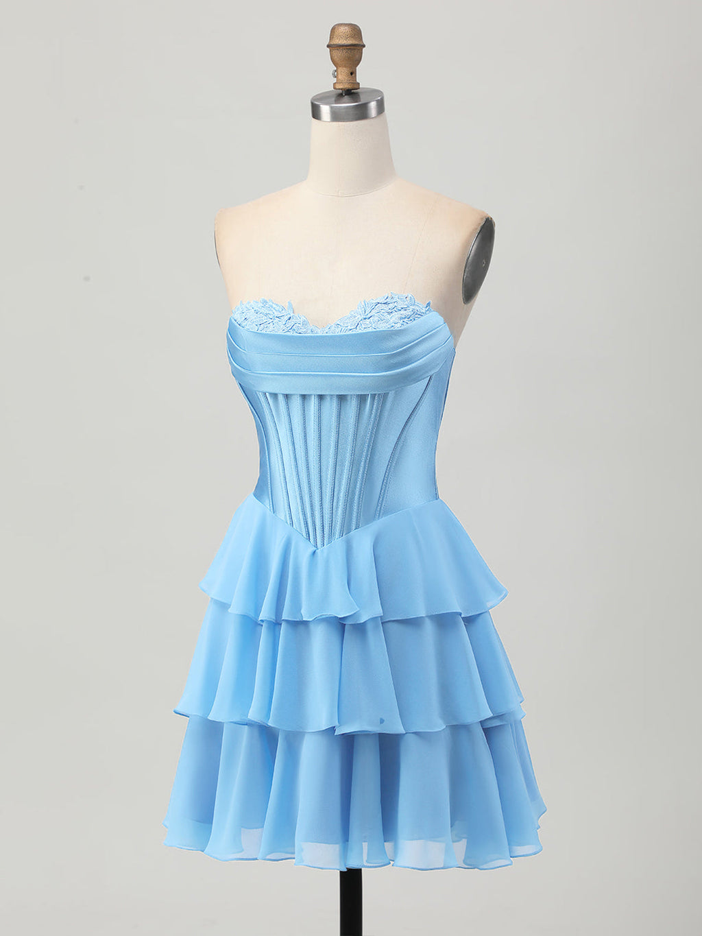 Robe courte bustier corset à volants en forme de cœur pour bal de promo
