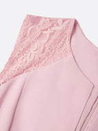 Damen rosa Spitzen V-Ausschnitt ärmelloser eleganter Jumpsuit