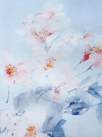Hellblaues florales ärmelloses A-Linien Maxikleid mit V-Ausschnitt