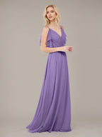Tahiti A Line Chiffon Spaghetti Straps Sleeveless Floor-Length Bridesmaid Dresses