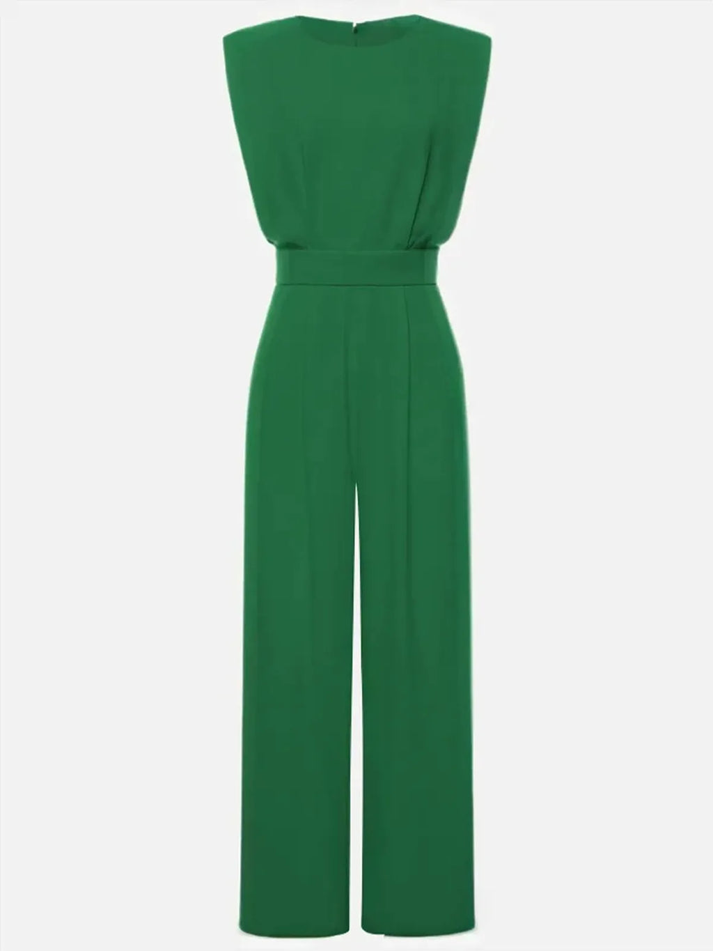 Damen Grüner Rundhals Ärmelloser Eleganter Jumpsuit
