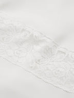 Vestido midi branco A-line sem mangas com alças finas, renda e bordados