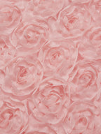 Rosa 3D Blumen Schleife Rundhals A-Linien Midikleid
