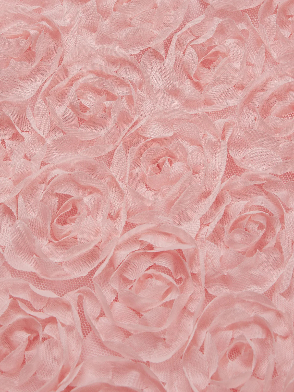 Rosa 3D Blumen Schleife Rundhals A-Linien Midikleid