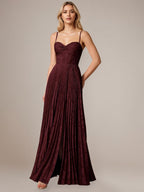 Wine Red A-Line Spaghetti Straps Sleeveless Floor-Length Bridesmaid Dress