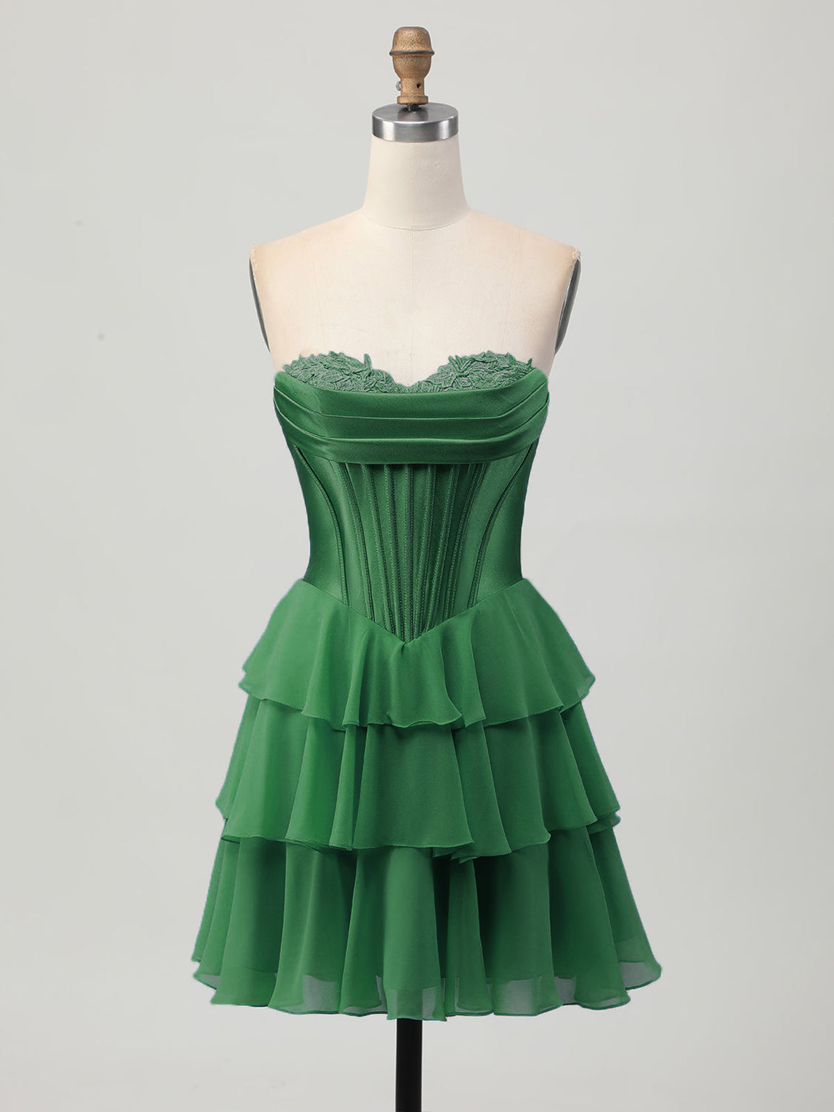 Robe courte bustier corset à volants en forme de cœur pour bal de promo
