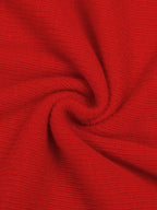 Red High Neck Long Sleeve A-Line Maxi Wool Sweater Dress