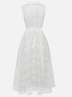 Weißes Hemdkleid mit Hemdkragen Ärmelloses A-Linien Midikleid