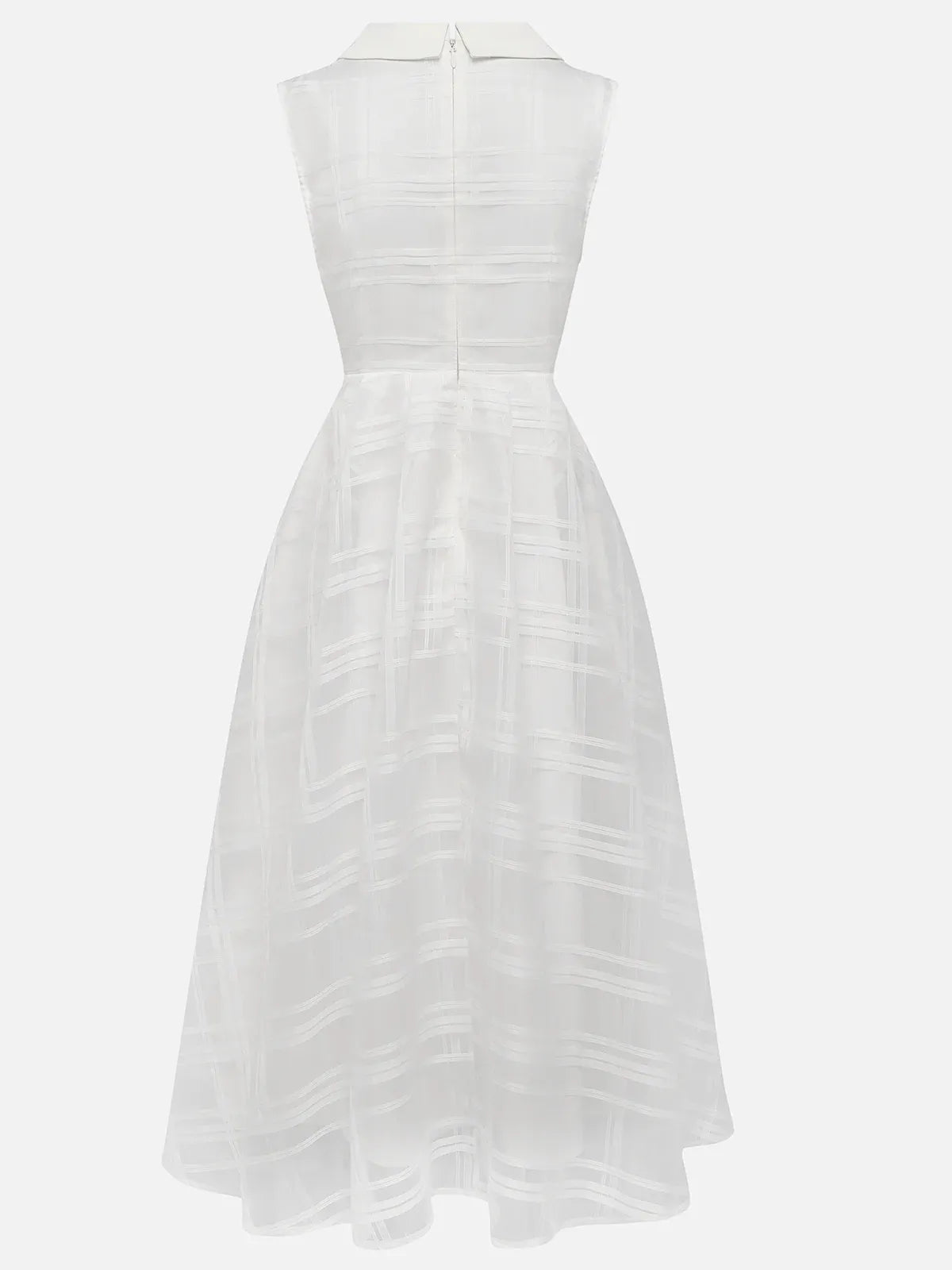 Weißes Hemdkleid mit Hemdkragen Ärmelloses A-Linien Midikleid