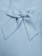 Hellblaues Meerjungfrauen-Midikleid mit Schleife, Spitzen-Sweetheart-Ausschnitt und ärmellos