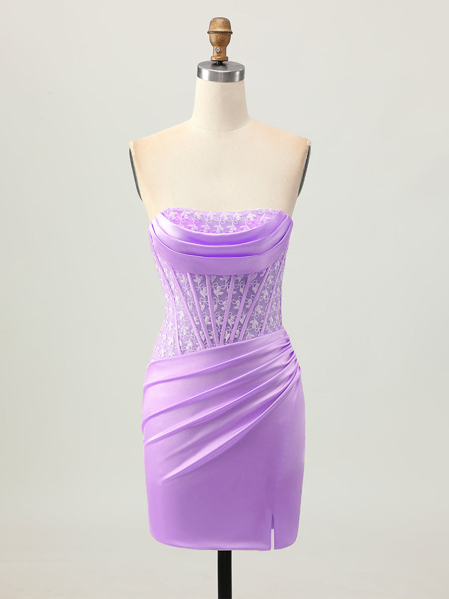 Robe bustier moulante en satin avec corset et laçage dans le dos pour bal de promo