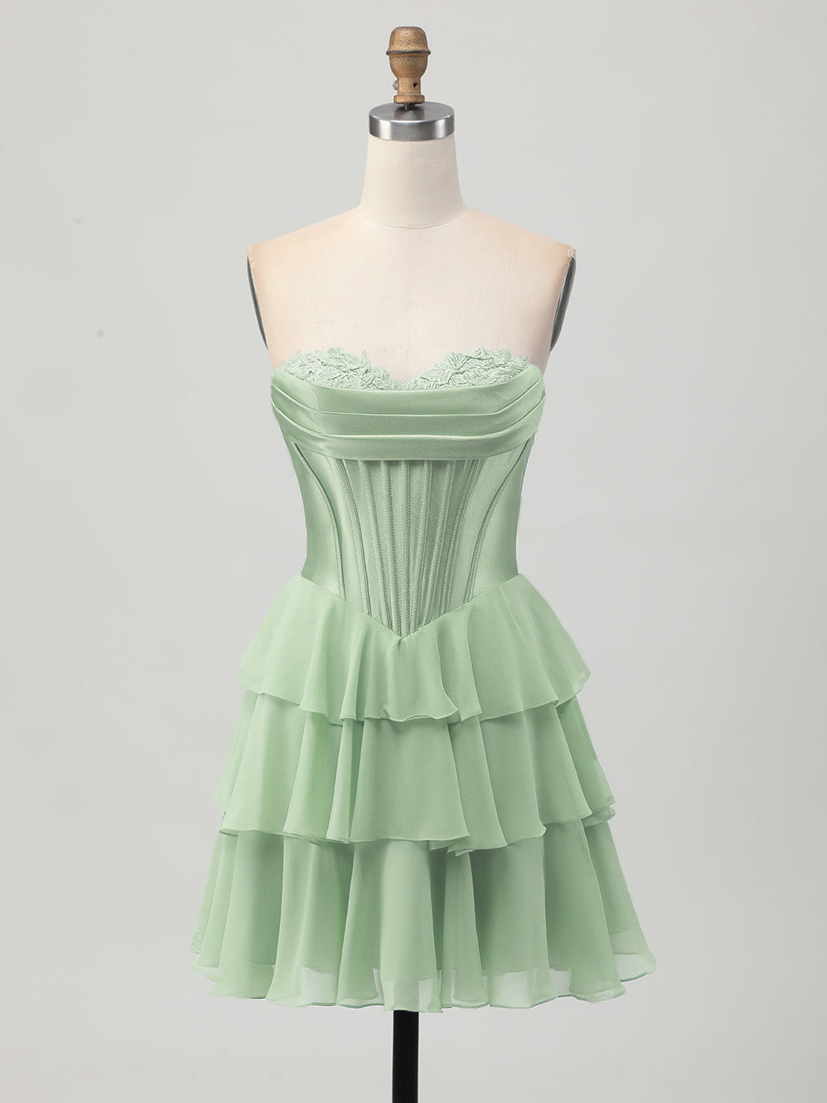Robe courte bustier corset à volants en forme de cœur pour bal de promo