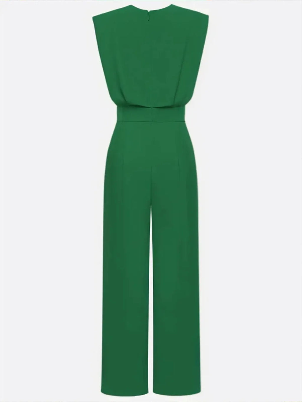 Damen Grüner Rundhals Ärmelloser Eleganter Jumpsuit