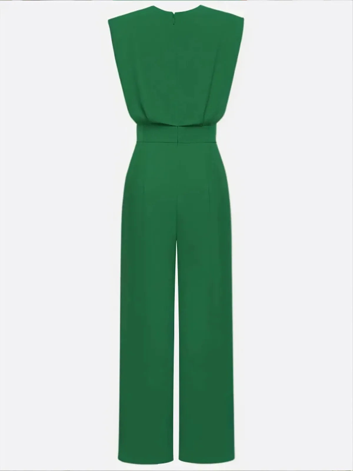 Damen Grüner Rundhals Ärmelloser Eleganter Jumpsuit