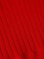 Red High Neck Long Sleeve A-Line Maxi Wool Sweater Dress