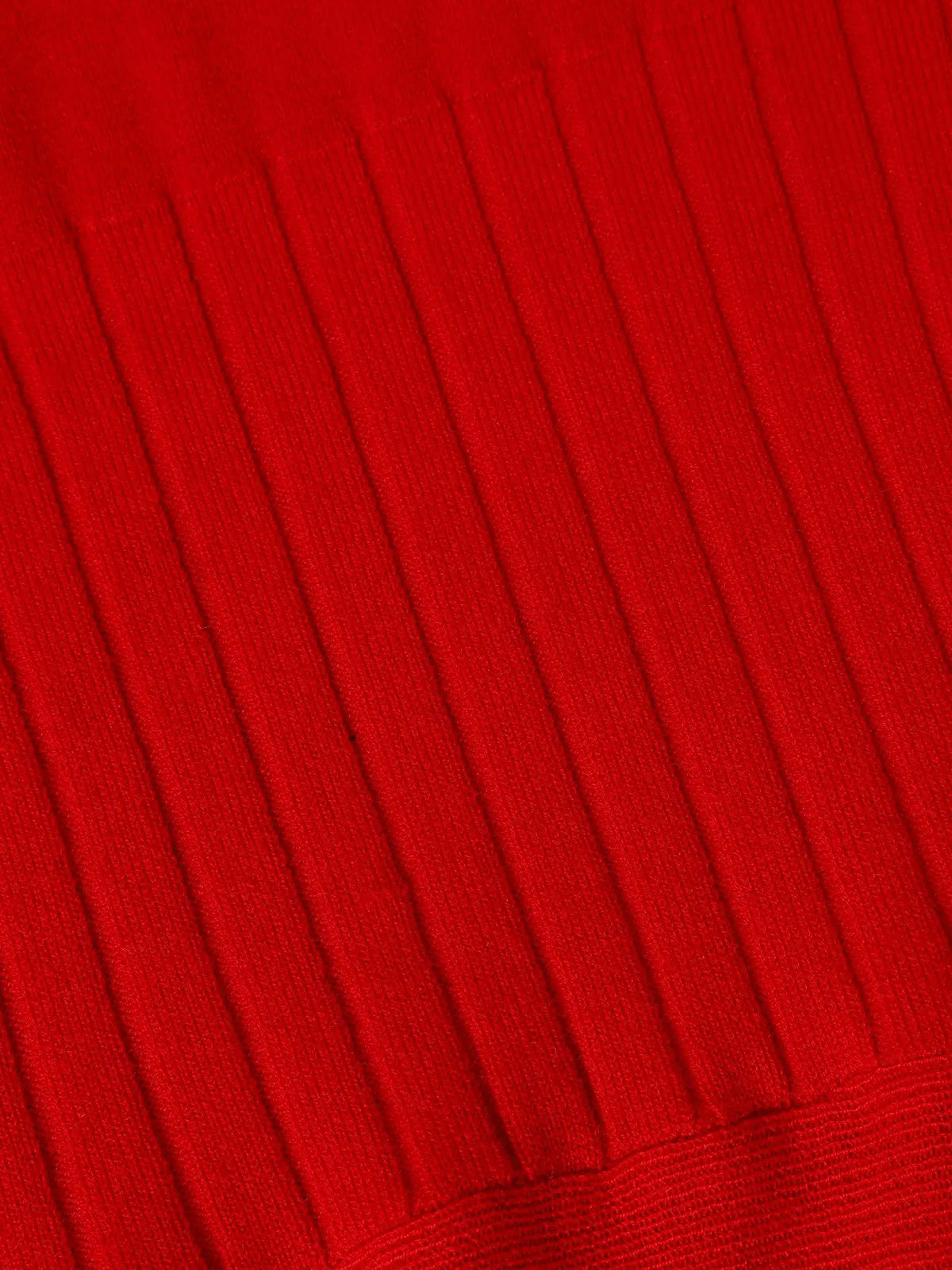 Red High Neck Long Sleeve A-Line Maxi Wool Sweater Dress