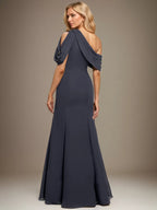 Trumpet/Mermaid One-Shoulder bodenlanges Chiffonkleid mit Plisseefalten