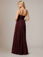 Wine Red A-Line Spaghetti Straps Sleeveless Floor-Length Bridesmaid Dress