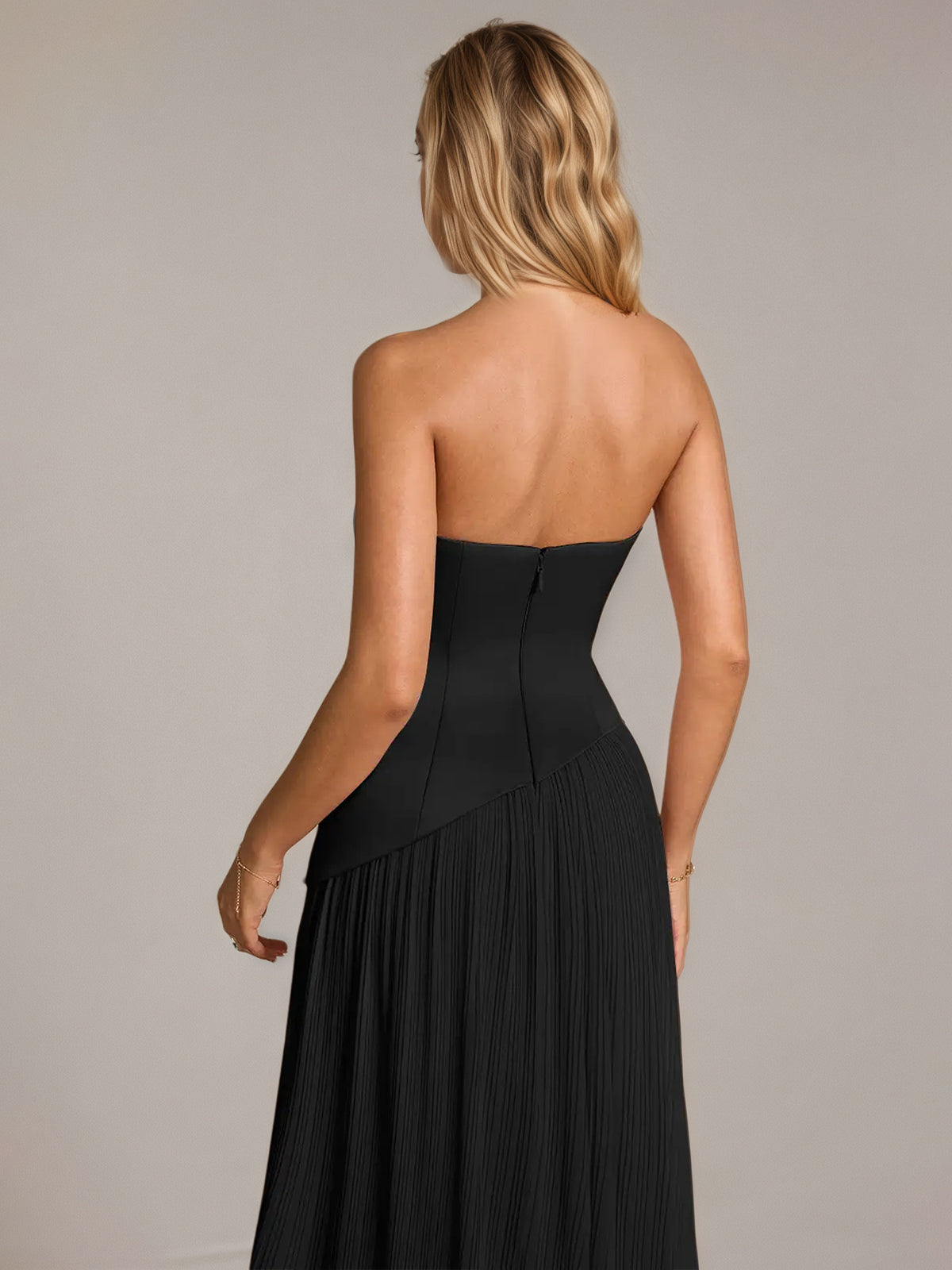 A Line Satin Off The Shoulder Sleeveless Floor Length Dress