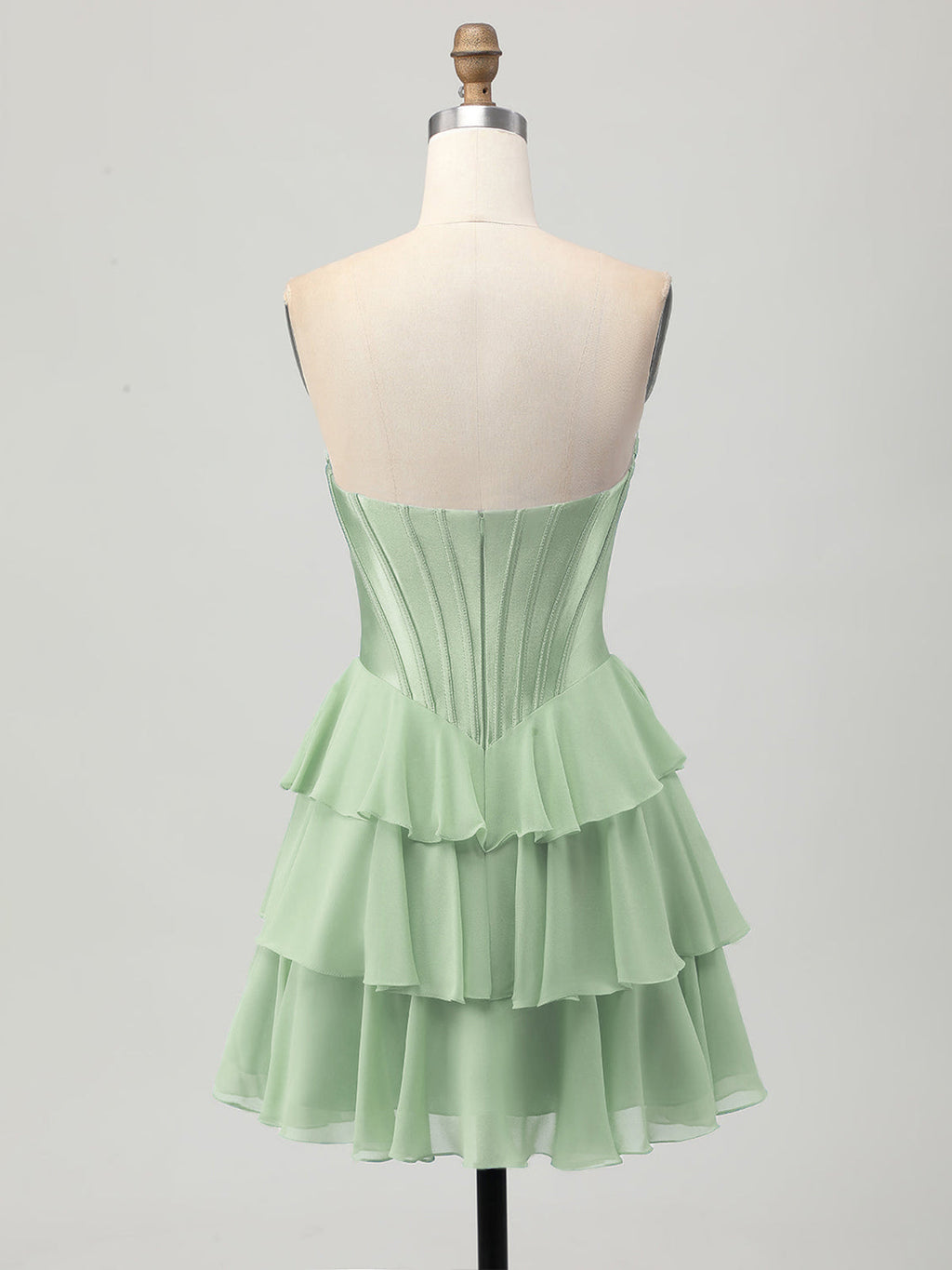 Robe courte bustier corset à volants en forme de cœur pour bal de promo