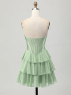 Robe courte bustier corset à volants en forme de cœur pour bal de promo