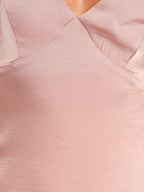 Pink Satin A Line V Neck Sleeveless Floor Length Bridesmaid Dress With Bow
