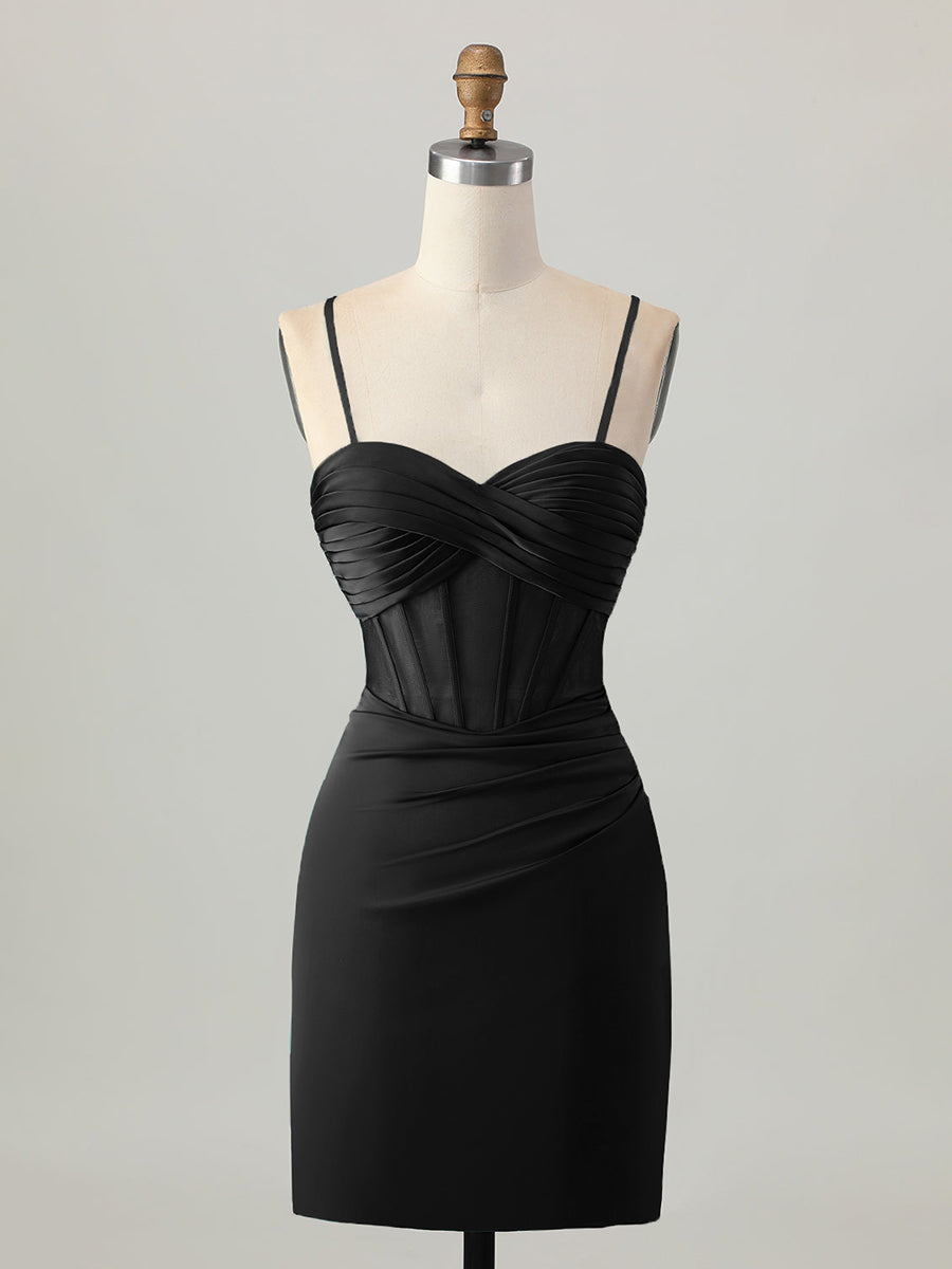 Robe courte de bal corset satin ajustée