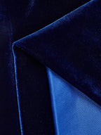 Royal Blue One Shoulder Three Quarter Sleeve Sheath Midi Velvet Dress