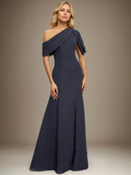 Trumpet/Mermaid One-Shoulder bodenlanges Chiffonkleid mit Plisseefalten
