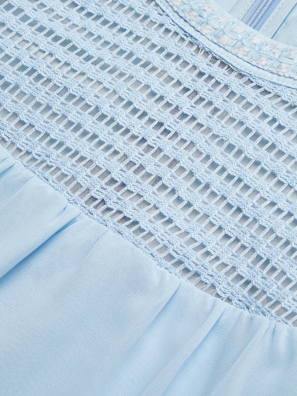 Hellblau geflochtener Träger Perlen Chiffon Neckholder Ärmelloses A-Linien Maxikleid