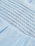 Hellblau geflochtener Träger Perlen Chiffon Neckholder Ärmelloses A-Linien Maxikleid