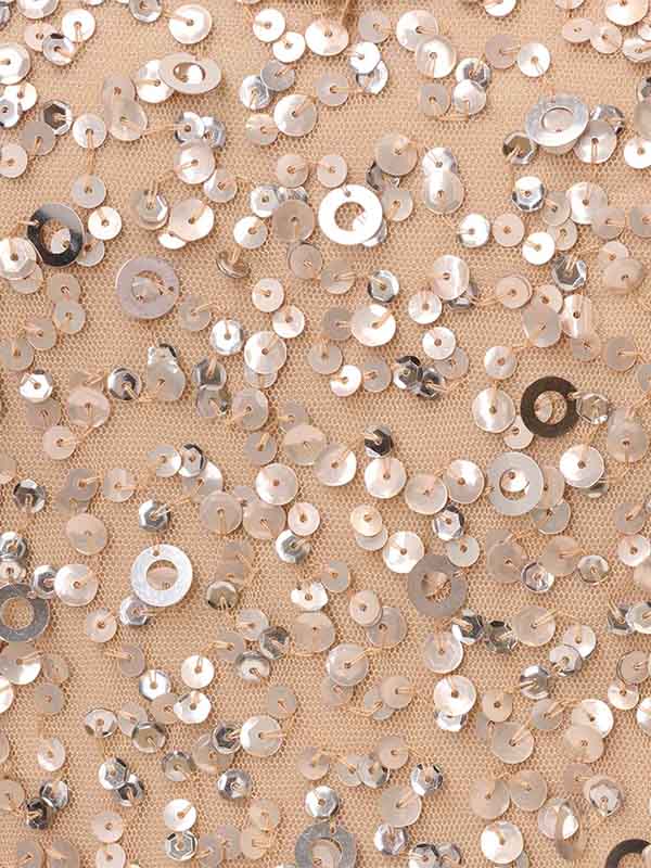 Champagne Chiffon Off the Shoulder Sleeveless Floor Length Dress With Sequins