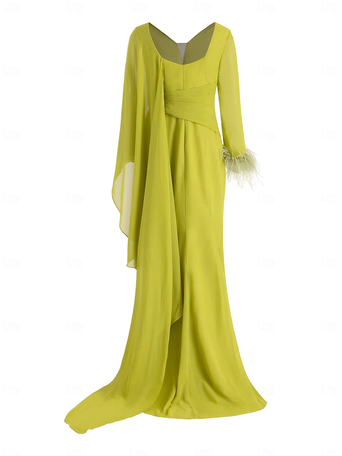 Lime Chiffon Sheath/Column V Neck Long Sleeves Floor Length Mother of the Bride Dresses
