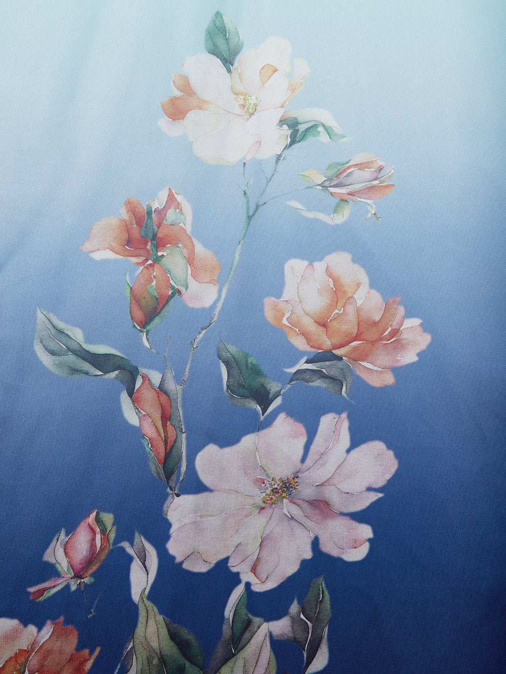 Abito midi azzurro chiaro in chiffon floreale con scollo a V, senza maniche e linea A