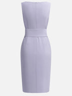Lavender Purple Sleeveless Rheinstone Sheath Midi Dress