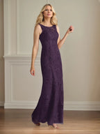 Trompeten-/Meerjungfrauen-Chiffon-Kleid mit Rundhalsausschnitt, Cape-Ärmeln und bodenlang