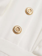 Vestido midi clásico blanco sin mangas con halter fruncido y hebilla