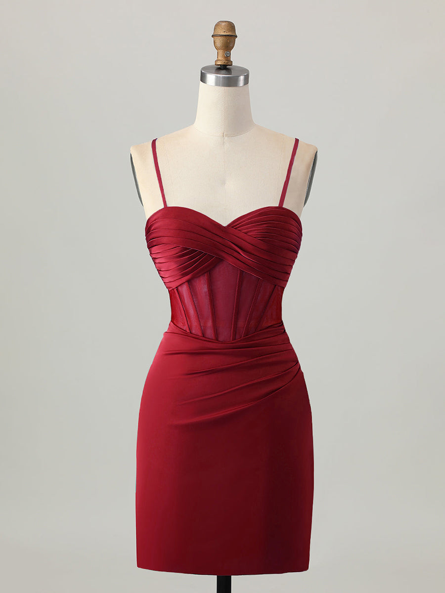 Robe courte de bal corset satin ajustée